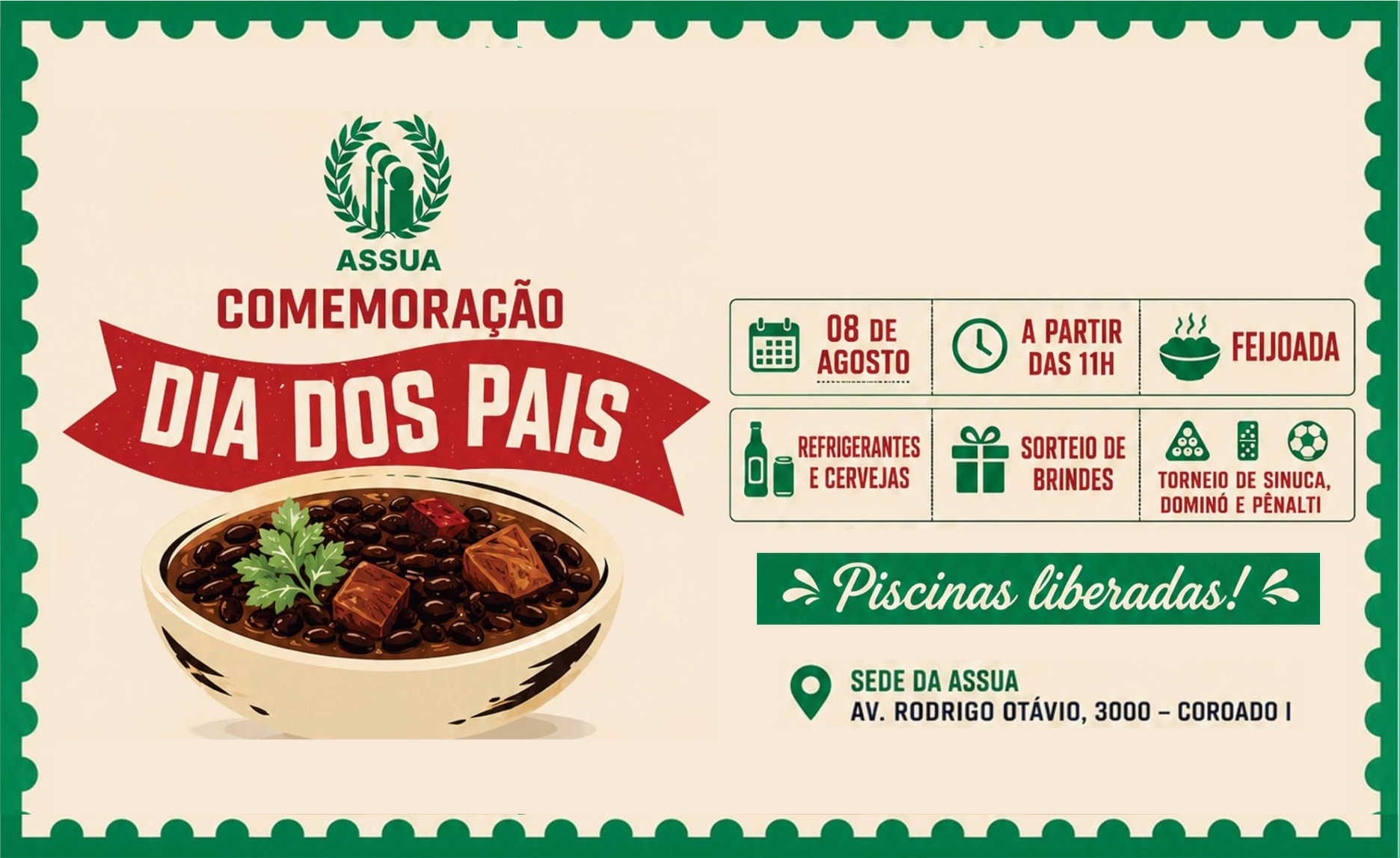 Feijoada Especial de Dia dos Pais na ASSUA